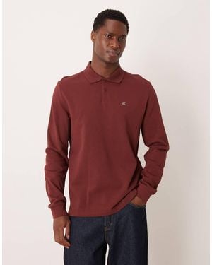Calvin Klein Buttoned Pique Polo - Red