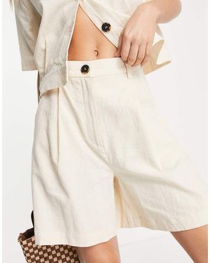 SELECTED Pantalones Cortos Largos De Mezcla De Lino De Femme (Parte De Un Conjunto)-Blanco - Neutro