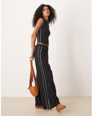 ASOS Pantalon large d'ensemble à liserés contrastants - Blanc