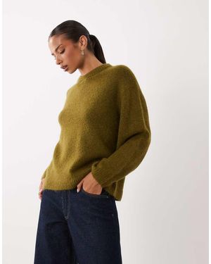 Gina Tricot Crew Neck Knitted Wool Alpaca Jumper - Green