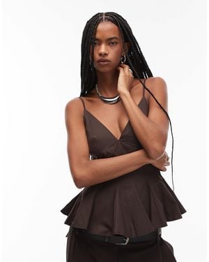 ASOS Peplum Cinch Top - Brown