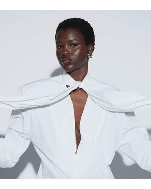ASOS Ttya Poplin Overhemd Met Schoudervullingen En Strikdetail - Wit