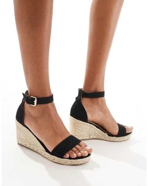 Truffle Collection Jute Wedge Heeled Espadrilles - Black