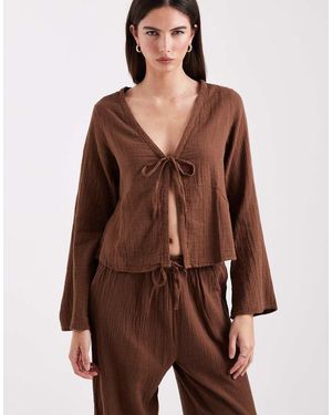 ONLY Top A Maniche Lunghe - Marrone