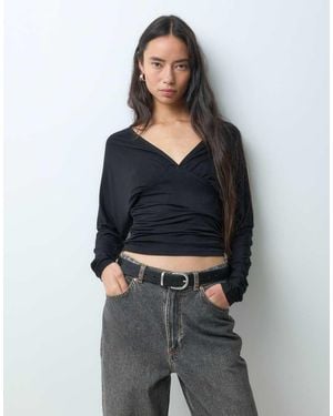 Noisy May V-neck Cinch Top - Grey