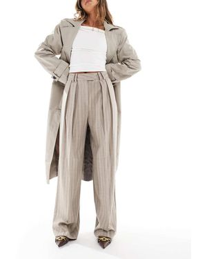 ASOS Pantaloni A Fondo Ampio Sartoriali Color Pietra A Pieghe - Neutro