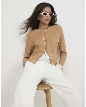River Island Cotton Cable Knit Cardigan - Natural