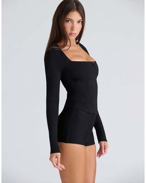 House Of Cb The Long Sleeve Corset Top - Black