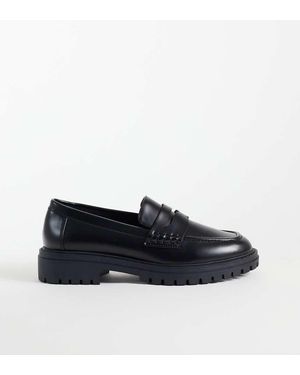 ASOS Wide Fit Mavis Mocasines Con Suela Gruesa Dentada En Negro - Azul