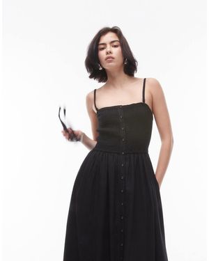 TOPSHOP Button Down Midi Dress - Black