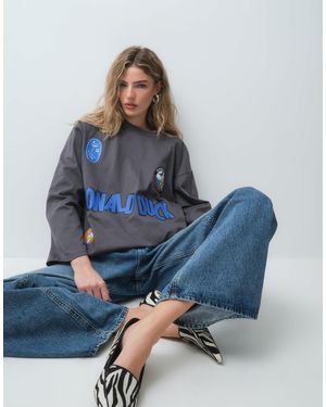 ASOS Disney oversized langarm-t-shirt mit donald-duck-print - Blau