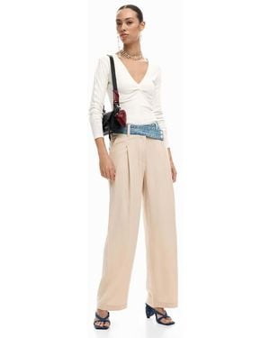Desigual Hybrid Long Trousers - Natural