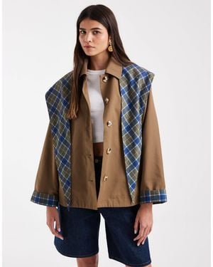 ONLY Contrast Sleeve Trench With Matching Scarf - Blue