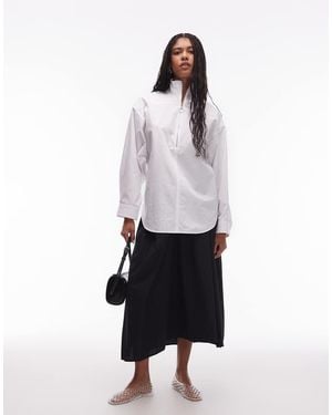 ARKET Oversized High Collar Shirt With Minimal Zip Front - White