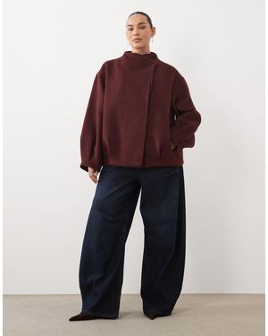 ASOS Asos Design Curve Short Formal Waterfall Coat With Wool - Red