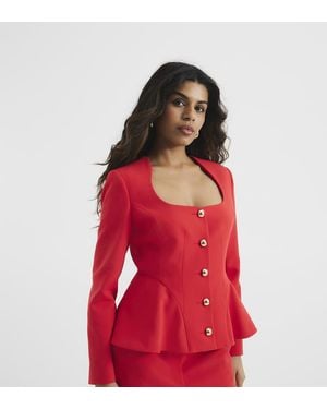 River Island Peplum Button Front Blazer - Red