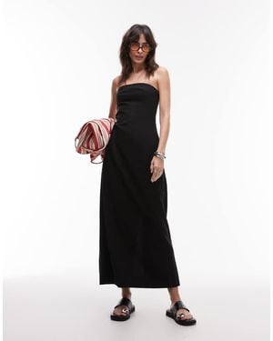TOPSHOP Linen Heavy Seamed Bandeau Midi Dress - White