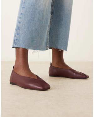 ASOS Leslie Square Toe Ballets - Blue