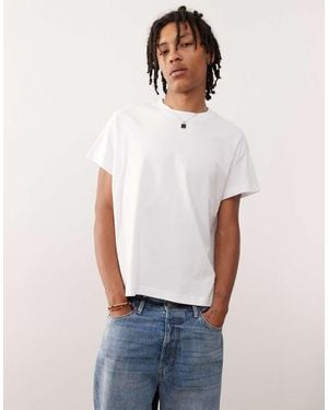 Weekday T-Shirt Squadrata Bianca Con Maniche Ad Aletta - Bianco