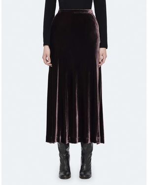 AllSaints Falda Nalia En Terciopelo Berenjena-Morado - Negro