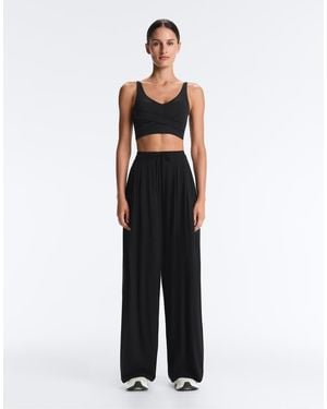 Oysho Light Touch Wide-leg Trousers - Black