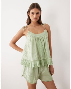 Miss Selfridge Embroidered Cami Top - Green