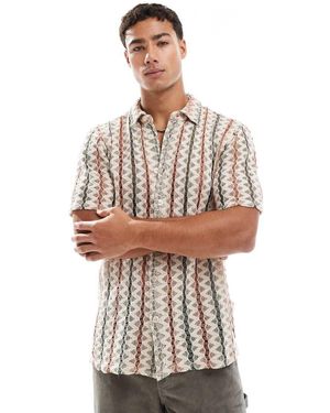 Only & Sons Camisa Beis Y Verde Salvia De Croché De -Neutro - Blanco