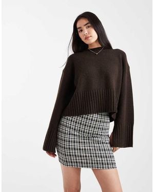 New Look Check Tube Mini Skirt - Black