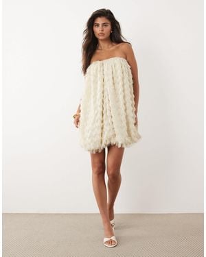 ASOS Wave Textured Bubble Sweetheart Neck Mini Dress - Natural