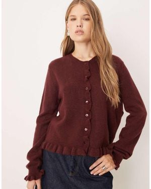Jdy Frill Details Knitted Cardigan - Purple