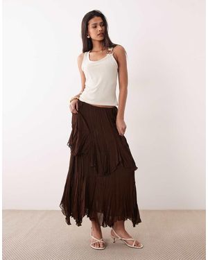 Mango Ceci Ruffle Maxi Skirt - Natural