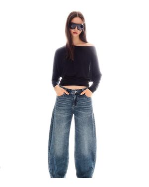 Bershka Tall Low-rise baggy Barrel Jeans - Blue