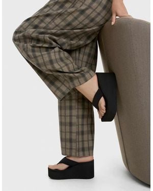 Bershka Thong Heeled Platform Sandals - Green