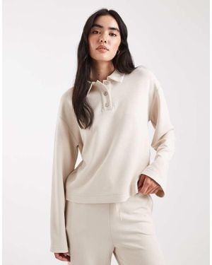 Vero Moda Super Soft Polo Sweat Top Co-ord - Natural