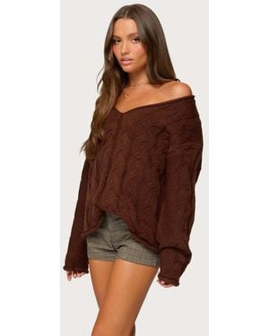 Edikted Inga Oversized Cable Knit Jumper - Brown