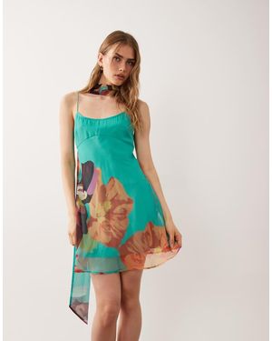 ASOS Cami Mini Dress With Scarf - Blue