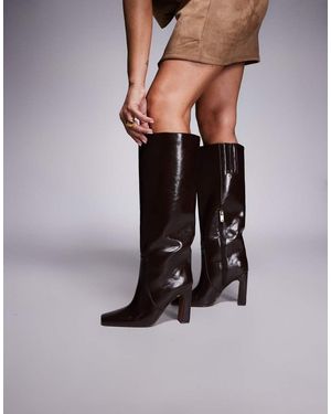 River Island Chisel Toe High Leg Boots - Brown