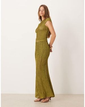 ASOS Co-ord Textured Ruffle Fishtail Maxi Skirt - Green