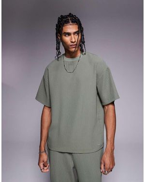 River Island Oversized Plisse T-shirt Co-ord - Grey