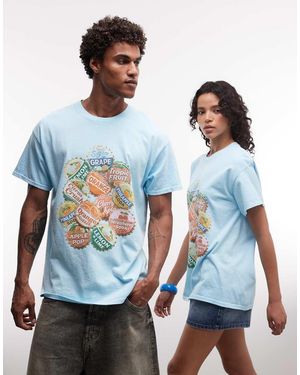 Reclaimed Vintage Unisex Oversized T-shirt With Beer Cap Graphic - Blue