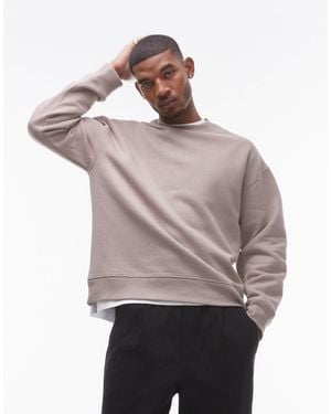 TOPMAN Sweat oversize - taupe - Rose