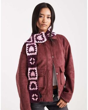 Miss Selfridge Crochet Skinny Scarf - Red