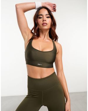 PUMA Running Evolve Medium Support Sports Bra - Green