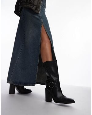 Bronx Mya Mae Western Heeled Ankle Boots - Blue