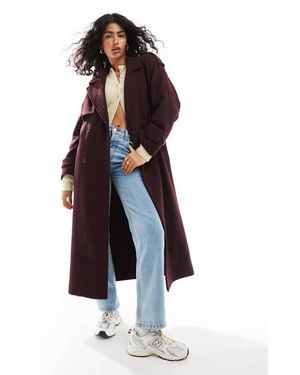 Bershka Wool Maxi Trench Coat - White