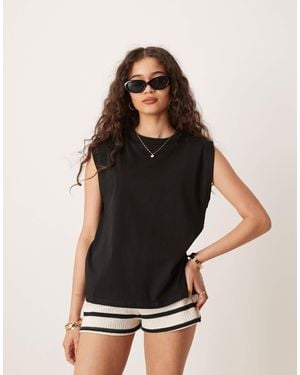 Mango Sleeveless Elevated Shoulder Vest - Black
