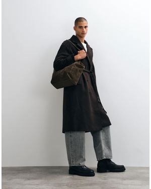 ASOS Oversized Wool Look Belted Overcoat - Gray