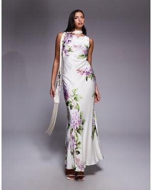 Forever New Satin Tassel Scarf Maxi Dress - Multicolour