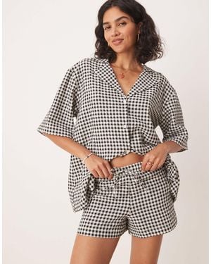ASOS – schlupf-shorts mit -weißem vichy-karo - Grau