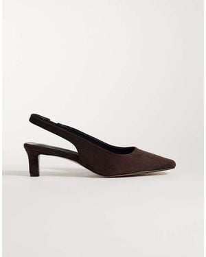 Glamorous Slingback Kitten Heel Shoes - Natural